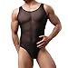 YiZYiF Men's Sheer Soft Jockstrap Leotard Freestyle Wrestling Singlet Bodysuit Black Medium