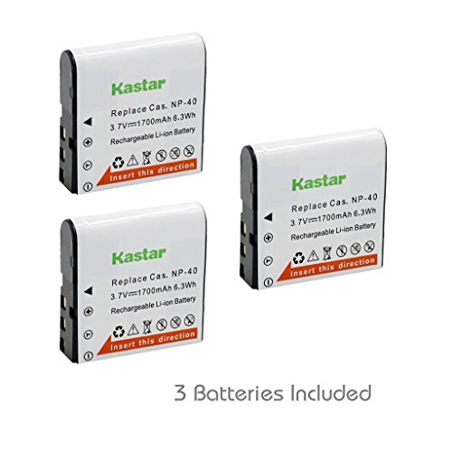 Kastar Battery (3-Pack) for Casio NP-40 & Casio Exilim EX-Z1000 EX-Z1050 EX-Z1080 EX-Z1200 EX-Z200 EX-Z30 EX-Z300 EX-Z40 EX-Z450 EX-Z50 EX-Z500 EX-Z55 EX-Z57 PRO EX-Z600 PRO EX-Z700 EX-Z750 EX-Z850