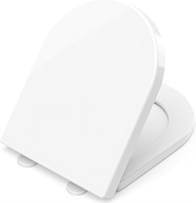 Pipishell D Shape Soft Close Toilet Seat with Quick Release Hinges White