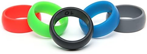 Silicone Wedding Ring For Men by Rain Alley, Premium Quality Silicone Material, 5 Rings Pack, Outdoors Sports and Fitness Exercise. Safe Alternative to Wedding Band, Durable and Comfortable, Perfect