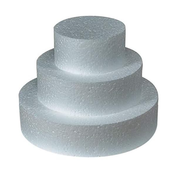 MCE-Commerce Styropor Torte Set dreistöckig H 5cm, 10cm; 15cm; 20cm, Weiß, 20x15cm – Bild 4