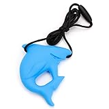 LAYs Shark Pendant Baby Teething Nursing Chew Necklace Safe Silicone Teethers (Blue)