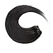 Lovbite Real Hair Extensions Clip in Human Hair Double Weft 14In 100g Straight Jet Black Clip in Hair Extension 7Pieces 16Clips in Thick Human Hair Sliky Striaght for Women Extensions