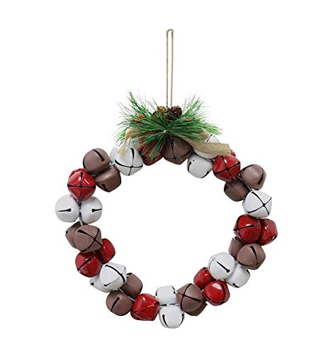 All For You 20cm Christmas Nutbell Wreath Door Decoration Hanging Festive Gift Red White Brown Bell