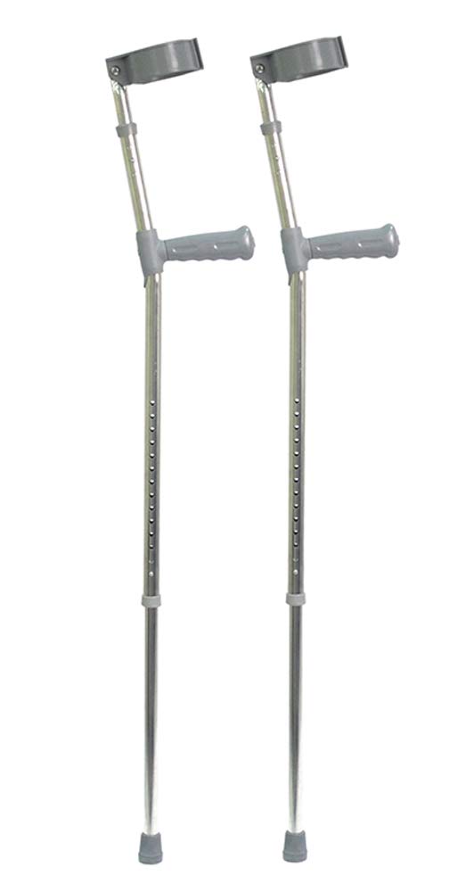 Aidapt Adjustable Height Aluminium Lightweight Walking Elbow Crutch with Anti Slip Ferrule Feet to Aid Stability and Confidence when Walking Aid Sold as a Pair