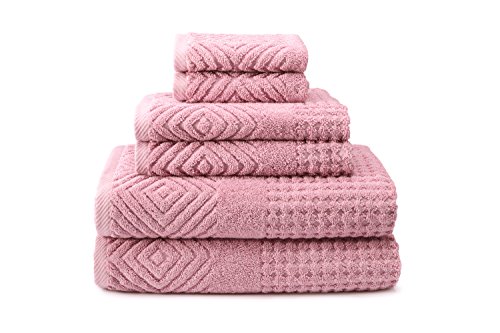 Texere 100% Organic Cotton Jacquard 650 GSM Premium Bath Towel Sets - Extra Absorbent Quick Dry and Plush (Cable, Excalibur, 2 Bath Towels)