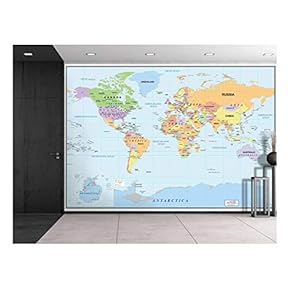 2016 Newest World Map Wall Mural Removable Wallpaper