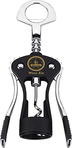 Wine Ziz Wing Corkscrew Bottle Opener with Bonus Foil Cutter | Sturdy Metal Cork Screw | Built-In Beer Cap Opener | Sleek and Stylish Accessories | Best Housewarming Kitchen Gift for Women and Men