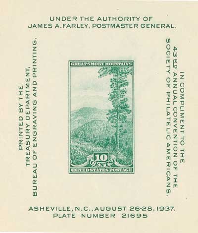 USA Collectible Stamp Plate Block Scott # 797 Smokey Mountains National Park Issued 1937 + Bonus Lot of 25 MNH Stamps