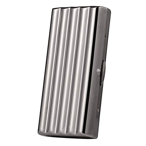 Exttlliy Creative Thin Portable Stainless Steel Pocket Carrying Cigarette Box Case for Holds 10 Regular Size Cigarettes (Not Included Cigarette)