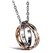 Dixivi Jewelry a Pair Valentine Couple Matching Interlocking Double Rings Engraved Promise Necklace Sets