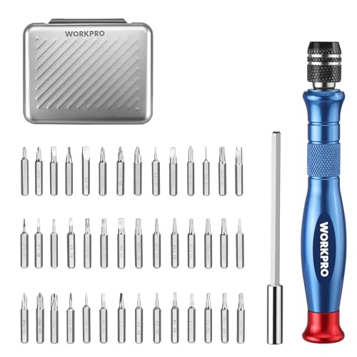 WORKPRO 44 in 1 Precision Screwdriver Set | Kit with 42 S2 Tips and Aluminium Case, for Electronics, Phones, PC and Watches