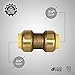 Everflow Supplies Pushlock UPSC34 3/4 Inch Long Push X Push Coupling for Push-Fit Fittings, Made with No Lead DZR Forged Brass, Connects PEX, CPVC and Copper, Pre-Lubricated for Quick Installation