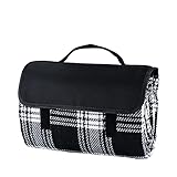 True Dine Black Plaid Picnic Blankets, Set of 1