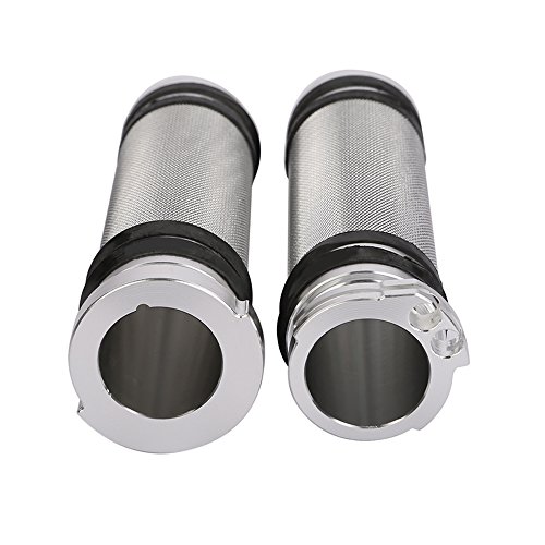 ECLEAR Motorcycle Handlebar Grips, CNC Knurled Hand Grips for Harley Touring Softail XL883 1200 - White - Thumbnail 4