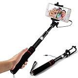 iQbe Wired Selfie Stick Mini Portable Self-portrait Monopod Extendable Selfie Stick with built-in Remote Shutter Phone Holder for iPhone 6s 6 6 plus 5 5s 5c