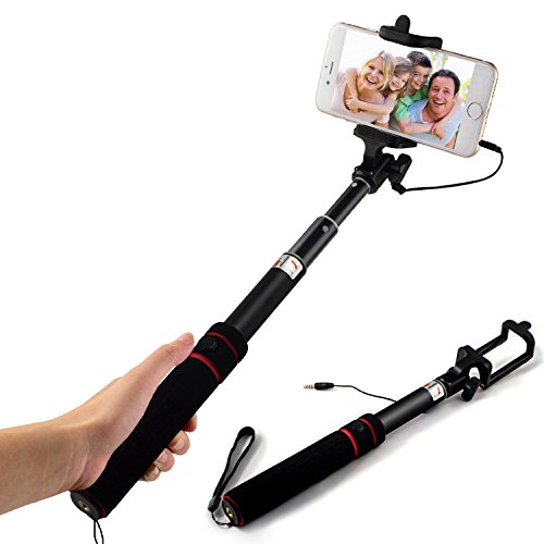 iQbe Wired Selfie Stick Mini Portable Self-portrait Monopod Extendable Selfie Stick with built-in Remote Shutter Phone Holder for iPhone 6s 6 6 plus 5 5s 5c