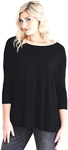 Jack David Women's Famous Top Casual Oversized Soft Loose Fit Drop of Shoulder Boat Neck (Long Sleeve & 3/4 Sleeve)
