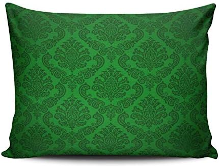 yiyuanyuantu Pillow Case Baroque Vintage Damask Emerald Green Pillowcases Personalized Decorative Soft Throw Pillow Covers Cases Standard 20x30 Inches One Side