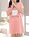 Vopmocld Big Girls' Cute Happy Cat Sleepwear Short Sleeve Summer Soft Nightgown, Pink, 14