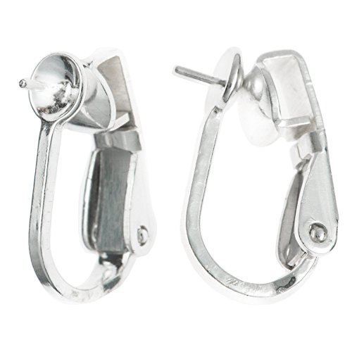 Dreambell 925 Sterling Silver 4mm Pearl Cup Pin Leveback Clip On Non-pierced Earring Connector