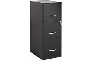BOWERY HILL 3 Drawers 35.5" Vertical Black Metal Filing Cabinet Lockable Pre-Assembled Stationary Letter Size for Home, Office