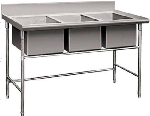 3 Compartment Commercial Stainless Steel Sink Wash Basin Table
