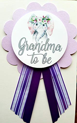 Grandma to Be Baby Shower Pin for nona to wear, Elephant Purple, It’s a Girl Baby Sprinkle