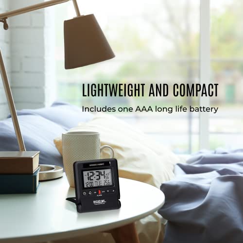 MARATHON Atomic Travel Alarm Clock with Auto Night Light, Black 12 or
