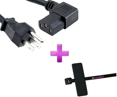 90 Degree 3 Prong AC Power Cord Cable Plug For Sony VPL-CX11 VPL-PX15 VPL-PX11 LCD Projector NEW + eCool4U Cable Tie