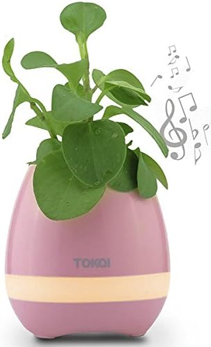Axisor Smart Touch Piano Playing Music Flower Pot with Super Bass Wireless Bluetooth Speaker and LED Night Light Lamp (Without Plants) (Pink)