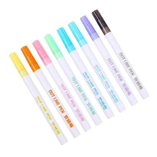 Gift Card Writing Drawing Double Line Outline Pen Two-line Color Pen Set of 8 Assorted Colors