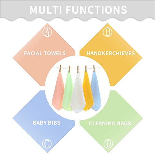 HOPAI Bamboo Washcloths Luxury Bamboo Towel Set 10 Pack for Bathroom-Hotel-Spa-Kitchen Multi-Purpose Fingertip Towels & Face Bamboo Towels 10'' x 10'