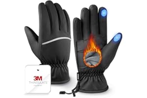 KROSA Winter Gloves Men Women Made with 3M Insulation & Plush Lining, -15°F Windproof & Water-Resistant Snow Gloves for Cold Weather, Ski Glove with Reflective Strips & Touchscreen Fingers for Running