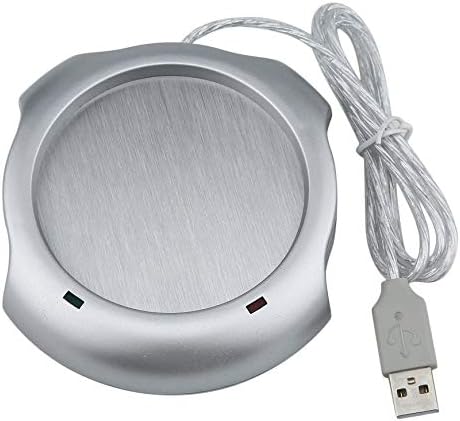 Sairis Beverage Cup Silver 4 Port USB Hub Tea Coffee Cup Mug Warmer 50°C Max Liquid Temperature Electric Warmer For PC Heater Pad(Silver)