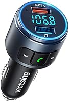 VicTsing FM Transmitter for Car Bluetooth 5.0, Siri Voice Assistant, QC3.0 Wireless in-Car FM Radio Adapter with LED...