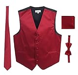 Gioberti Men's Formal Vest, Bowtie, Tie, Pocket Square, 4 Piece Set