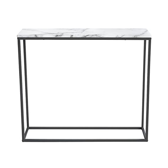 roomfitters Sofa Console Table Marble Print Top Metal Frame Accent