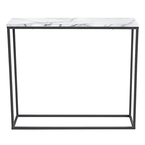 roomfitters Sofa Console Table Marble Print Top Metal Frame Accent
