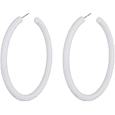 Kercisbeauty Acrylic Tube Blue Hoop Earrings for Women Girls Sterling Silver Piercing Jewelry Y2k Retro Cute Earrings (Black)