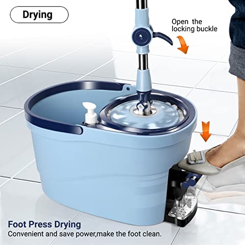 MASTERTOP Spin Mop and Bucket with Wringer Set, Foot Pedal, Easy Wring