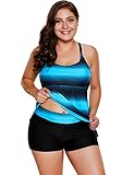 Lalagen Women's Plus Size Two Pieces Tankini Set Straps Athletic Swimwear