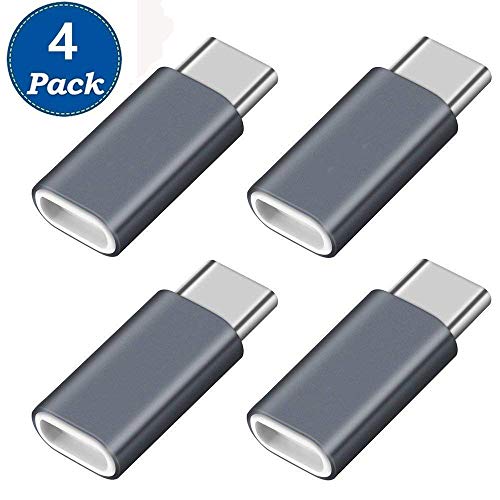 Arukas USB Type C Adapter, 4-Pack USB C to Micro USB Convert Connector Fast Charger for Samsung Galaxy S9 S8 Plus Note 8, Pixel 2 XL, LG V20 30 G5 G6, Nexus 5X 6P,Nintendo Switch,HTC 10, LG G5 (Grey)