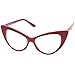 zeroUV Retro High Sitting Temples Clear Lens Exaggerated Cat Eye Glasses 55mm (Red/Clear)