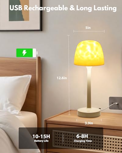 Relaxing Shower Lamp - Waterproof Bathroom Light with 16 Color Ocean Wave Projector, 6000mAh Rechargeable Shower Light with Remote & Touch Control, Cordless Lamp for Bathroom Shower Bathtub
