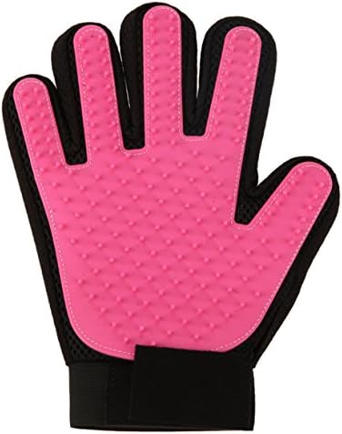 Pets Grooming Glove Hair Remover Tool 2 Pieces Shedding Brushes Massage Bathing Silicone for Gift (Rose)