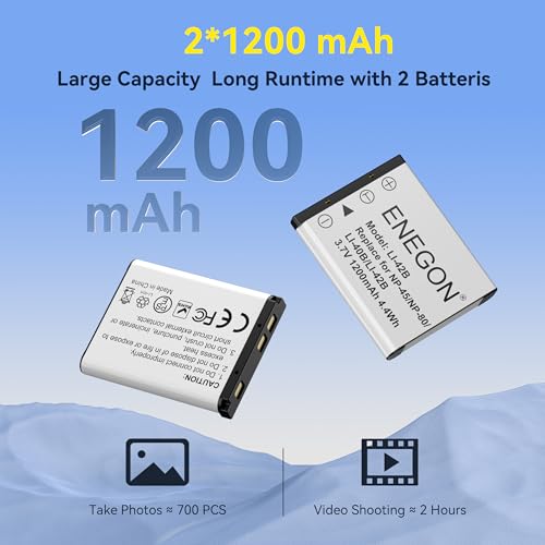 ENEGON NP-45 Replacement Battery (2 Pack) and USB Charger Kit for Nikon EN-EL10,for fujifilm NP-45S/A/B, NP-80,Li-40B,Li-42B, INSTAX Mini 90, FinePix XP140/130/120/90/80/70/60/50,T350,T550,JX500
