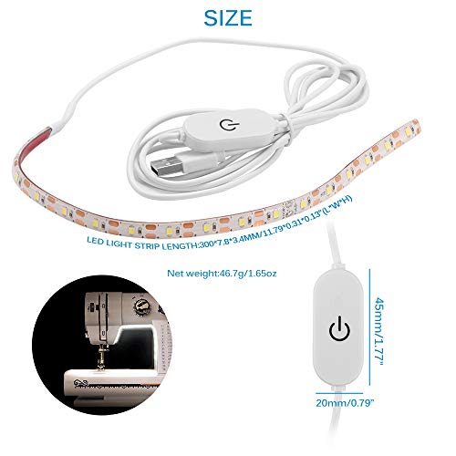 Sewing Machine Light, ALLOMN LED Sewing Light Strip with Touch Dimmer and USB Power Supply Fit All Sewing Machines - Thumbnail 3
