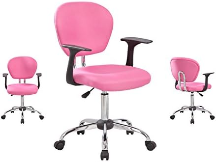 United Chair UOC-1008F-PK Mid-Back Fabric Task Chair with Arms and Chrome Basev, Pink
