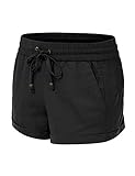 JJ Perfection Women's Casual Linen Drawstring Solid & Striped Waistband Shorts